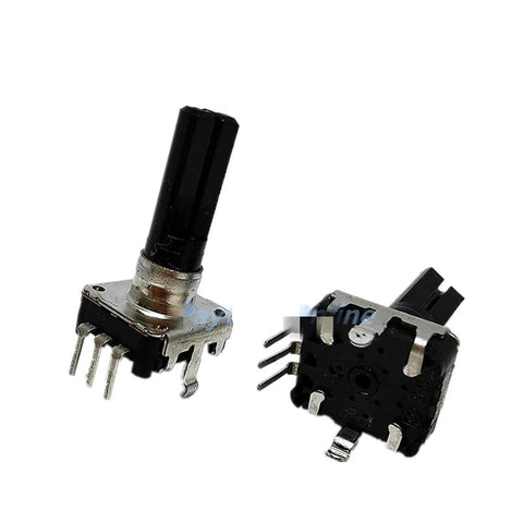 Five Pack EC12 Rotary Encoder With Switch 360 Degree Audio Encoder 24 Position 3 Pin No Push Button 20mm Shaft Length RE12 Compatible
