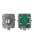Front and back view of 360 Degree Rotary Encoder Switch EC16 for Audio Coding with 5 Pin Long Handle 20mm Push Switch and Metal Shaft