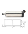 Beefy ER11 Spindle Motor For CNC Mills And Routers, 110V And 220V Dual Power, 800W, 65mm diameter side view with schematic