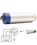 Beefy 1.5 Kw ER11 Air Cooled Spindle With Four Bearings, 24000 RPM, 65x204mm cooling and connector diagram for CNC milling and engraving.