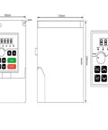 Dimensions and front view of control panel for ER25 Square Air Cooled Spindle Kit 220V 2.2kW With 0.01mm Runout Ceramic Bearings And Frequency Drive