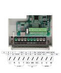 ER25 CNC Spindle Motor With Ceramic Bearings, Beefy 3.5 kW Air Cooled, wiring terminals of 3.7 kW VFD Inverter for 380V connections