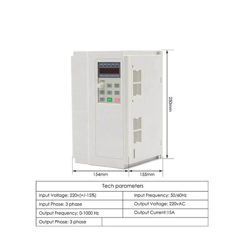 ER25 CNC Spindle Motor With Ceramic Bearings, 3.7 kW VFD Inverter for 380V shown with dimensions and tech parameters