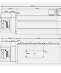 Technical schematics of the ER25 Air Cooled CNC Spindle With 3.5KW Motor Four Bearings And Ceramic Ball Bearings Plus 3.7KW VFD Inverter 380V.