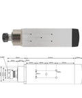 ER25 Air Cooled CNC Spindle With 3.5KW Motor Four Bearings And Ceramic Ball Bearings Plus 3.7KW VFD Inverter 380V design diagram