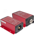 Non Contact Eddy Current Displacement Sensor 1 To 50mm Range 0 To 10V Output 24V DC Powered, red casing with connectors