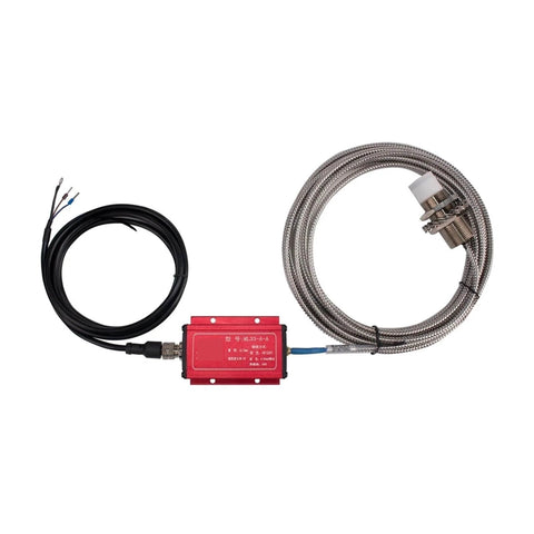 Non Contact Eddy Current Displacement Sensor With 50mm Range ML33A50mm, red housing, coiled cable, stainless steel for precise measurement