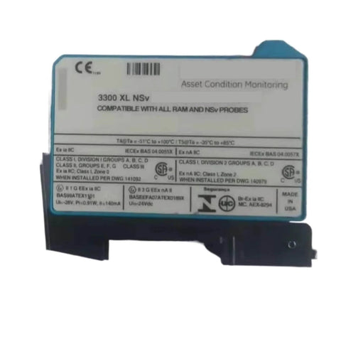 Eddy Current Displacement Sensor Model 330980-71-05 front view in industrial gear setup for real-time monitoring.