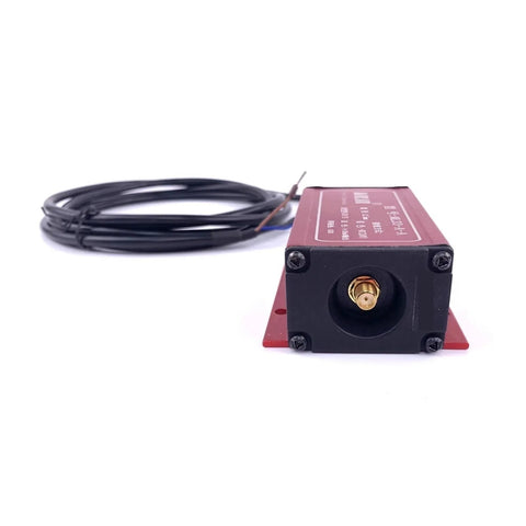 Eddy Current Displacement Sensor ML33 A 25mm No Touch for Precise Positioning, red casing, cable attached, front view