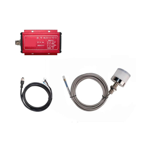 Non Contact Eddy Current Displacement Sensor ML33 B A 5mm boss, stainless steel sensor with cables, for industrial use.