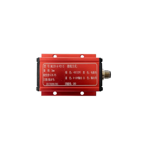 Red ML33 Eddy Current Displacement Sensor, 1mm to 50mm range, stainless steel, for precise magnetic induction positioning, low signal loss.