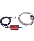 Eddy Current Displacement Sensor Non Contact 25mm With 4 To 20 mA Output Stainless Steel Build shown with cable connections