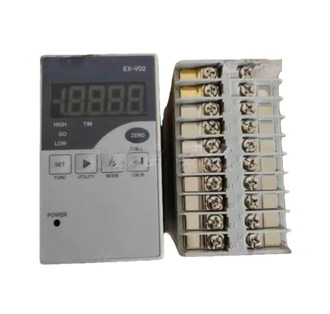 Eddy Current Displacement Sensor EX V02 for Non Contact Distance Measurement, front view showcasing controls and connections