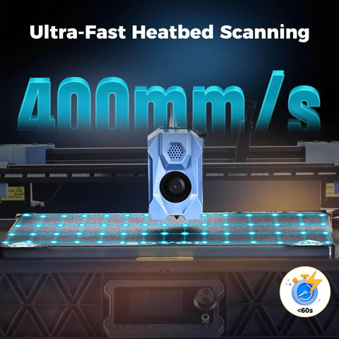 Eddy Current Scanning Module Kit For SV08 3D Printer, Klipper Ready, displaying ultra-fast 400mm/s heatbed scanning on metal platform.