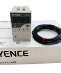 Keyence Eddy Current Sensor EX-V02 And Eddy Current Displacement Sensor EX-110V set on box with cable, brand new condition