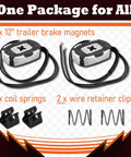 12 Inch Electric Trailer Brake Magnet Kit for 12x2 Trailer Brake Assembly showing magnets, coil springs, and retainer clips.