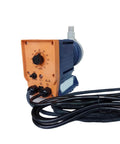 Front view of Conc1001 Series Electromagnetic Diaphragm Metering Pump with dials and wiring for liquid flow control.