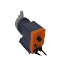 Industrial Metering Pump With Electromagnetic Diaphragm Design, CONC0223 Series in orange and blue providing precise flow control for liquids.