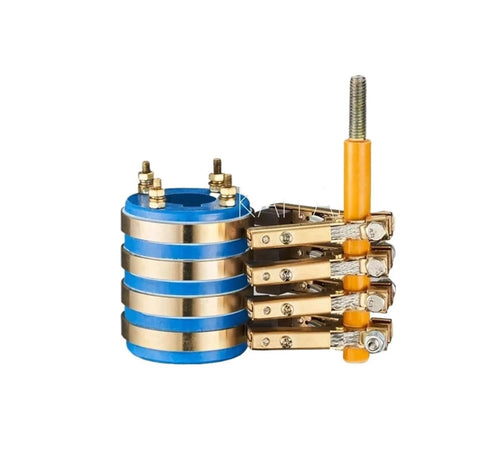 Four Way Slip Ring Assembly For Conductive Slip Ring Systems With Copper Carbon Brush Holder And Type1 Cylindrical Connectors