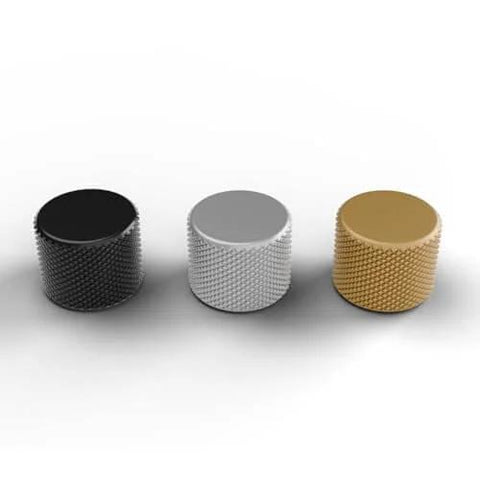 Three rotary knobs in black, silver, and liquid gold finishes. Rotary Knob Upgrade For GMMK Keyboards In Liquid Gold Metal Finish With Tool Free Installation Easy Snap On Replacement Premium Aluminum Dial Knob Delivers Smooth Grip And Sleek Look To Level Up Your Keyboard Aesthetic And Feel.