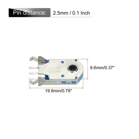 High-Precision Mouse Wheel Encoder Kit 12.6mm For DIY And Custom Mice, 5 Pack, measuring 19.8mm long and 9.6mm wide, pin distance 2.5mm