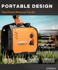 2300W Gasoline Inverter Generator With Pure Sine Wave Output in use outdoors, compact and portable design, ideal for camping and home backup.