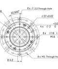 HD Mini-08 Strain Wave Gear Reducer, 25mm Harmonic Drive Gear Ratio 30:1 technical drawing with detailed dimensions.