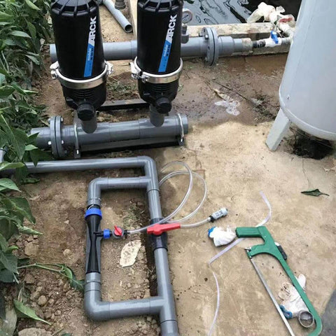 Half Inch Venturi Injector For Irrigation Systems And Fertilizer Mixing in outdoor installation setup