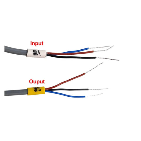 Close-up of wiring for Hall Effect Sensor High Low Level Converter For PLC Signals PNP To NPN And NPN To PNP Interface