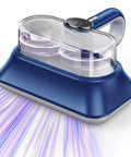 Blue handheld vacuum with LED display, featuring UV-C light and HEPA filter, All-In-One Powerful Handheld Mattress Vacuum With Deep Vibration, UV-C Light, LED Display, And HEPA Filter, Cordless Type-C Charging For Beds, Sofas, Carpets, Pet Hair And Dust Removal For A Clean, Fresh Sleep Space