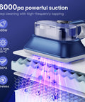 All-In-One Powerful Handheld Mattress Vacuum With Deep Vibration, UV-C Light, LED Display, and HEPA Filter on mattress
