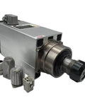 Front view of Beefed Up 7.5KW Spindle Motor With 220V Air Cooling, 0 To 18000 RPM, 4 Bearings, Plus 7.5KW VFD Inverter And ER32 Chuck Kit