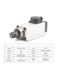 Beefy 2.2kW ER20 Air Cooled Spindle Kit With Four Ceramic Bearings 0.01mm Runout 24,000 RPM Square Type With Flange And 220V Frequency Drive