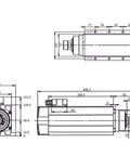 Technical diagram of 7.5KW Square Air Cooled Spindle Motor With 4 Bearings And Flange For CNC Machines
