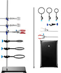 Beefy Lab Stand Support For Chemistry Lab, Heavy Duty Retort Stand With 23.6 Inch Rod And 8.3 By 5.7 Inch Cast Iron Base, Includes Flask Clamps, Burette Clamp And Cross Clamps, Stainless Steel Build For Rugged, Rust Resistant Performance