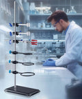 Beefy Lab Stand Support For Chemistry Lab, Heavy Duty Retort Stand With 23.6 Inch Rod And 8.3 By 5.7 Inch Cast Iron Base in use