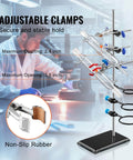 Beefy Lab Stand Support For Chemistry Lab, Heavy Duty Retort Stand With 23.6 Inch Rod And 8.3 By 5.7 Inch Cast Iron Base, adjustable clamps