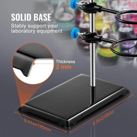 Beefy Lab Stand Support For Chemistry Lab, Heavy Duty Retort Stand With 23.6 Inch Rod And 8.3 By 5.7 Inch Cast Iron Base