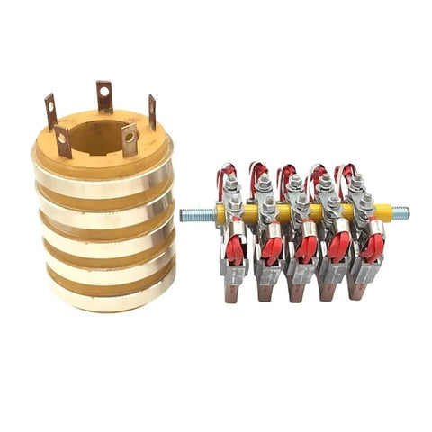 Five Way Thickened Collector Ring Conductive Slip Ring Assembly with inner diameters 40mm, 50mm, 55mm, 65mm, outer diameter 110mm, height 135mm.