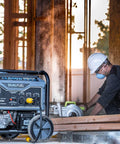 Heavy Duty Portable Dual Fuel Generator With Electric Start Delivers 12,000 Peak Watts And 9,500 Rated Watts On Gas at worksite