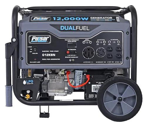 Heavy Duty Portable Dual Fuel Generator With Electric Start Delivers 12,000 Peak Watts And 9,500 Rated Watts On Gas 10,800 Peak