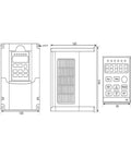 Technical drawing of Heavy Duty ER16 Spindle Motor Kit 65x258mm With Air Cooling, 4 Bearings, Frequency Drive And Holder, 1500 RPM