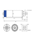 Technical diagram of Heavy Duty ER16 Spindle Motor Kit 65x258mm With Air Cooling, 4 Bearings, Frequency Drive And Holder