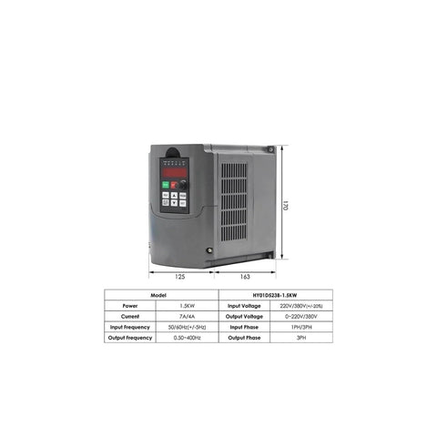 Frequency drive for Heavy Duty ER16 Spindle Motor Kit 65x258mm With Air Cooling, 4 Bearings, and Water Cooling for quieter operation