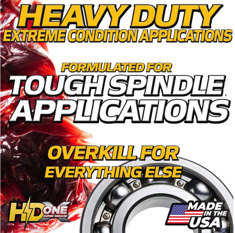 2 Pack Heavy Duty High Temperature Bearing Grease for Lawn Mowers and Spindle Bearings label and USA flag