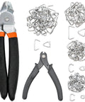 Pro Grade Heavy Duty Hog Ring Pliers Kit With 100 Galvanized Rings And Built In Wire Cutter For Auto Upholstery Fencing Pet Cages