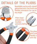 Close-up of Pro Grade Heavy Duty Hog Ring Pliers Kit with anti-slip handle and galvanized finish for auto upholstery and DIY projects.