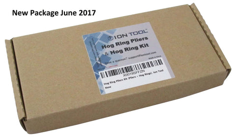 Heavy Duty Hog Ring Pliers Kit With 150 Galvanized Hog Rings packaging box, labeled with product details.