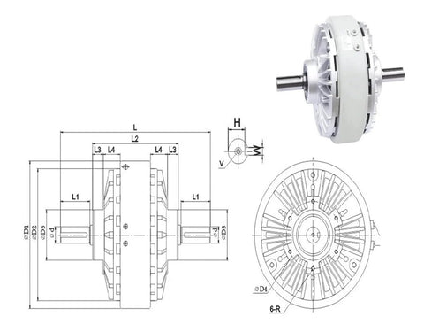 Heavy Duty Magnetic Particle Clutch And Powder Brake System For Printing Coating Machinery With 200N Torque diagram and product image