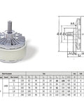 Diagram and specifications of Magnetic Particle Brake FZ12A-1 1.2 Kg 24V Heavy Duty Industrial Brake For Equipment.